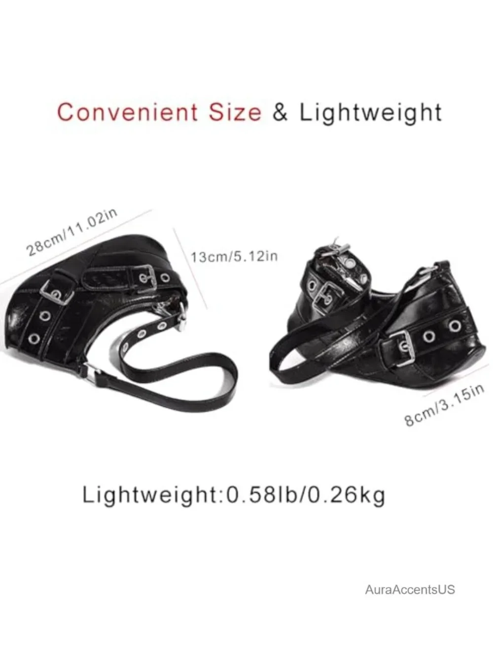 Y2K Punk Hobo Shoulder Bag Women Vegan Leather Handbag